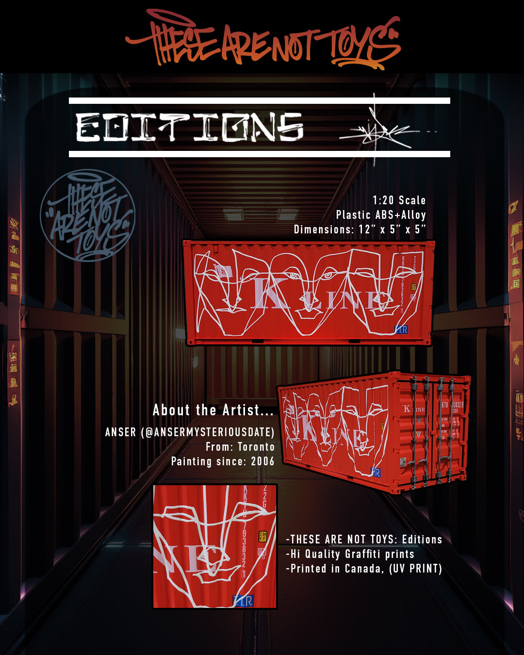 Anser limited edition replica shipping container graffiti art collectible