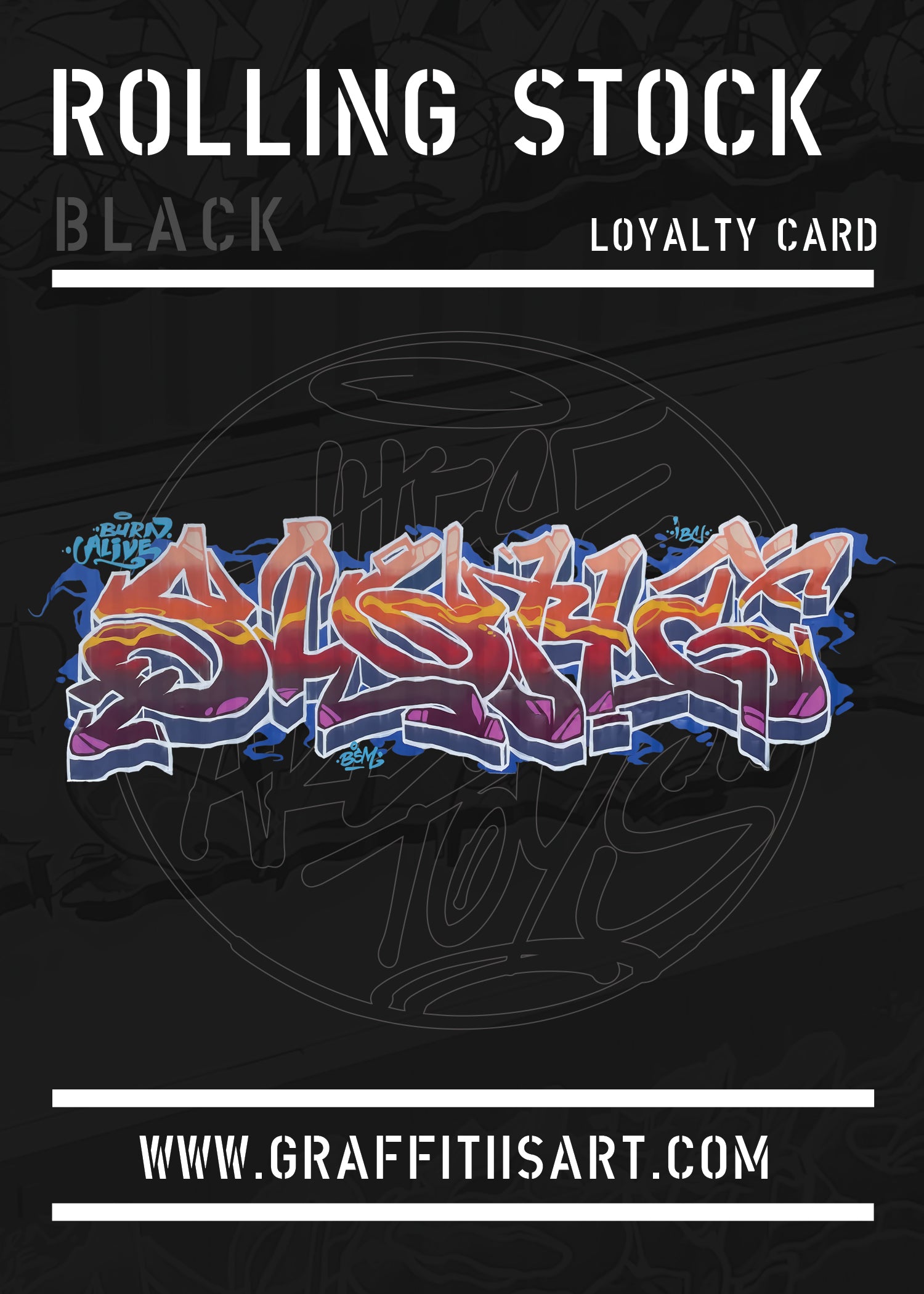 Physical Black Acrylic Rolling Stock Card - Elite Milestone reward for earning 900 Stamps.