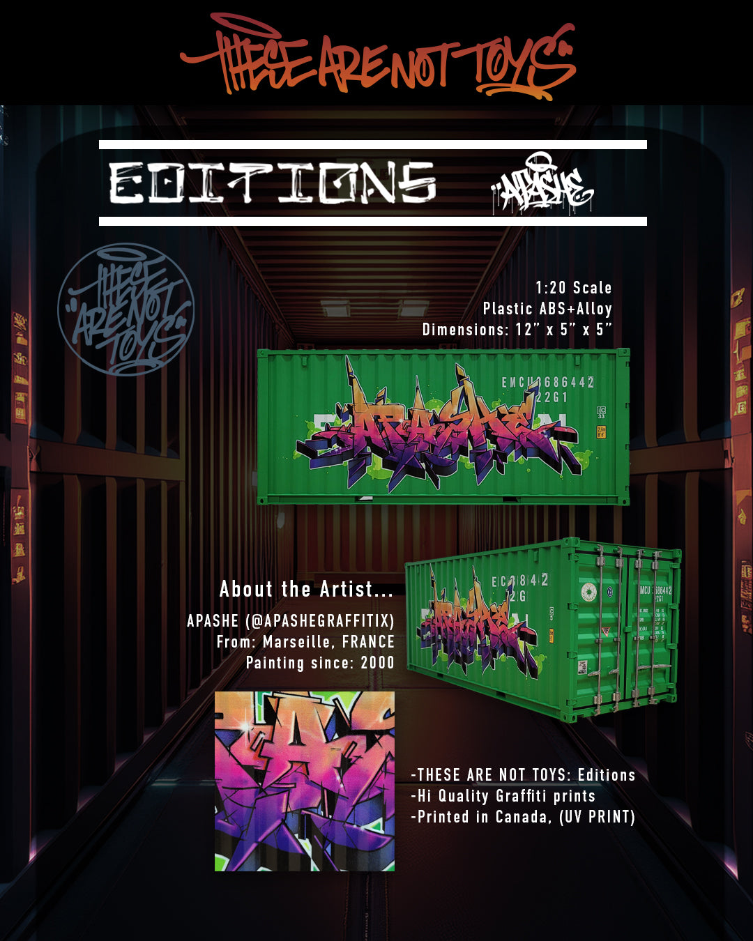 Apashe limited edition graffiti art collectible replica shipping container