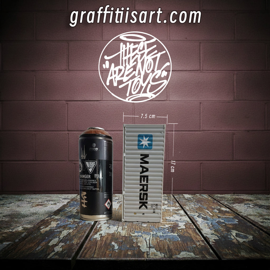 Blanks: Maersk 1/35 Scale Mini Shipping Container - Graffiti Canvas & Model - These Are Not Toys