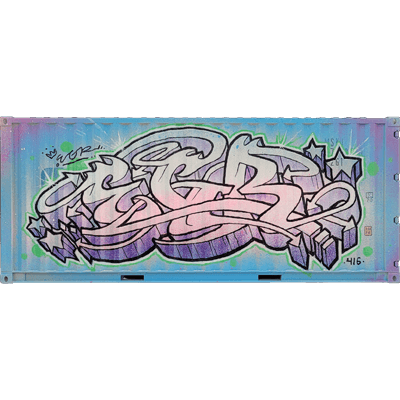 Close-up detail of EGR's original feminine character and mixed media style