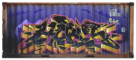 Straight-on view of the Original: Horus 12-inch hand-painted container