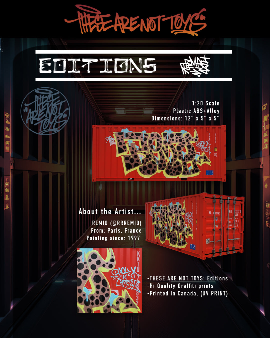 Remio limited edition graffiti art collectible replica shipping container